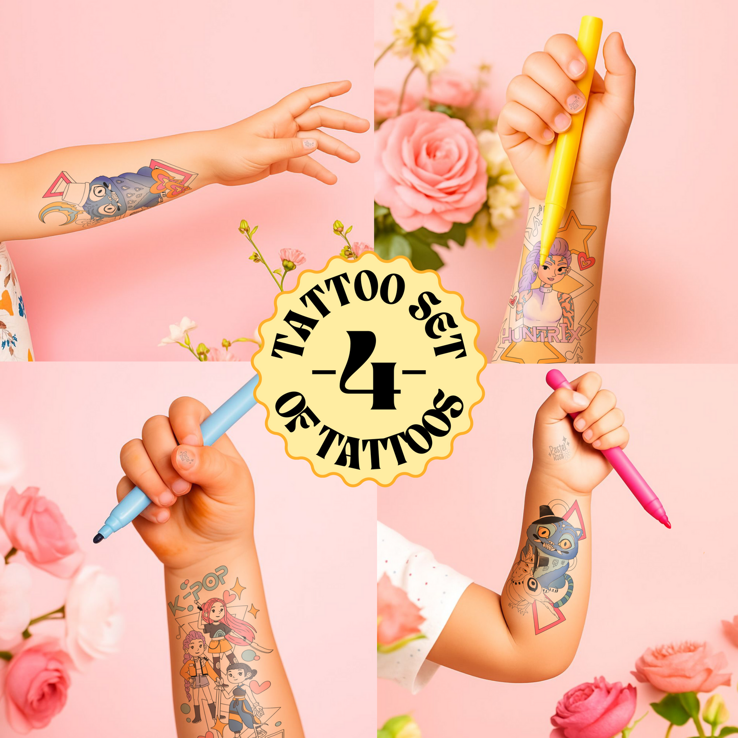 Kids Demon Slayer Set | Children’s Set of Four | Temporary Tattoos