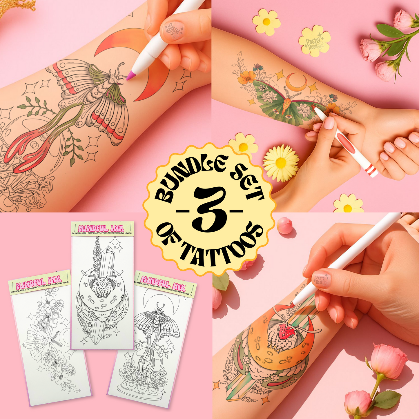 Moonlight Minds | Set of Three | Temporary Tattoos