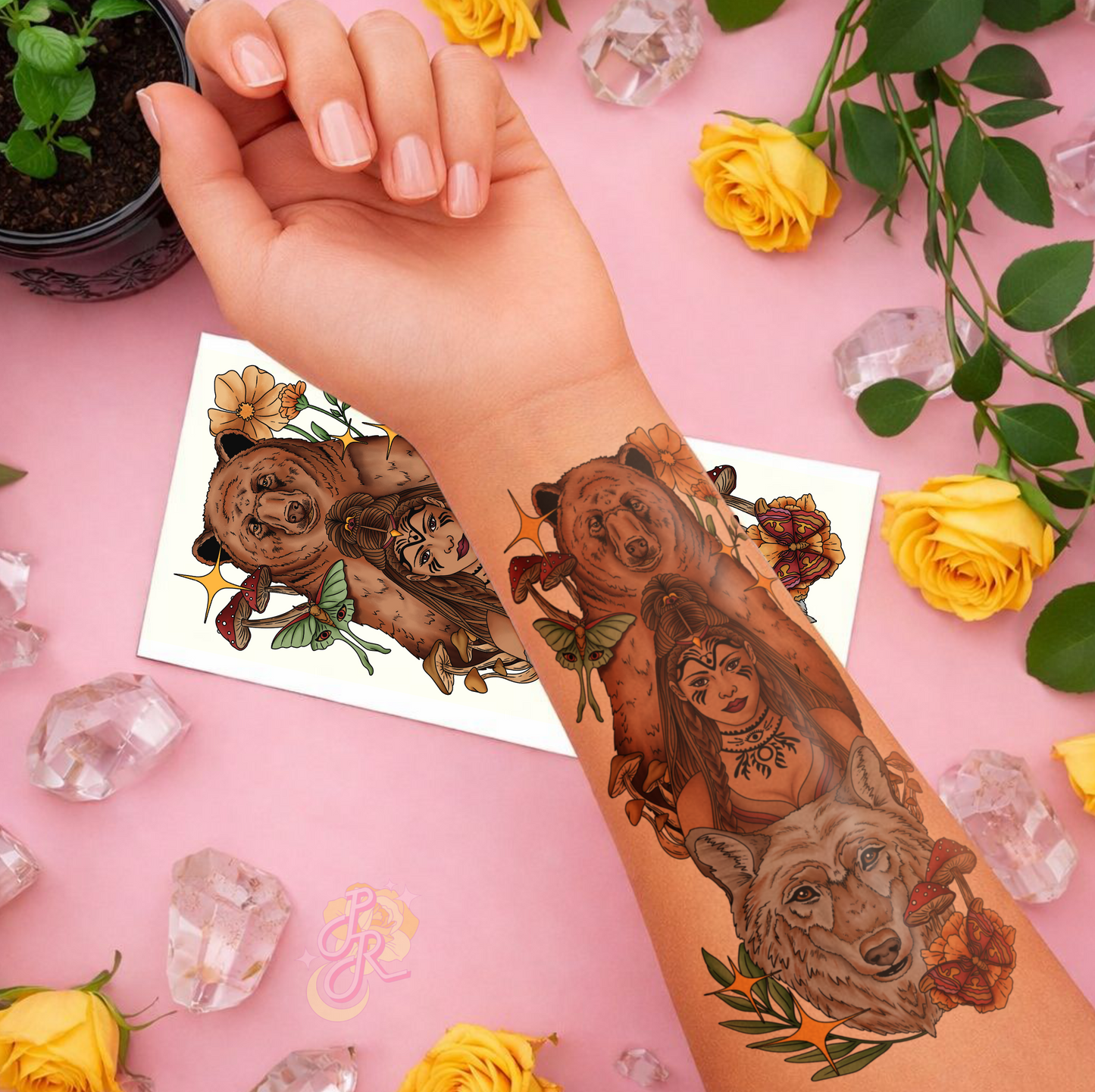 I am Between Beast & Spirit | Pre Colour Temporary Tattoo