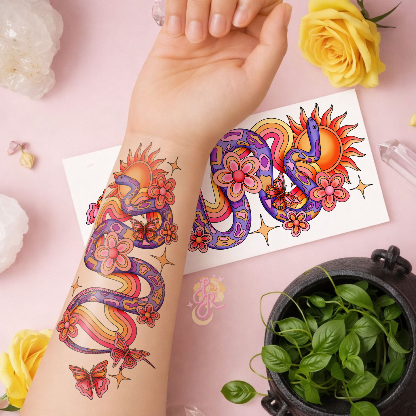 Peaceful Coil | Pre Colour Temporary Tattoo