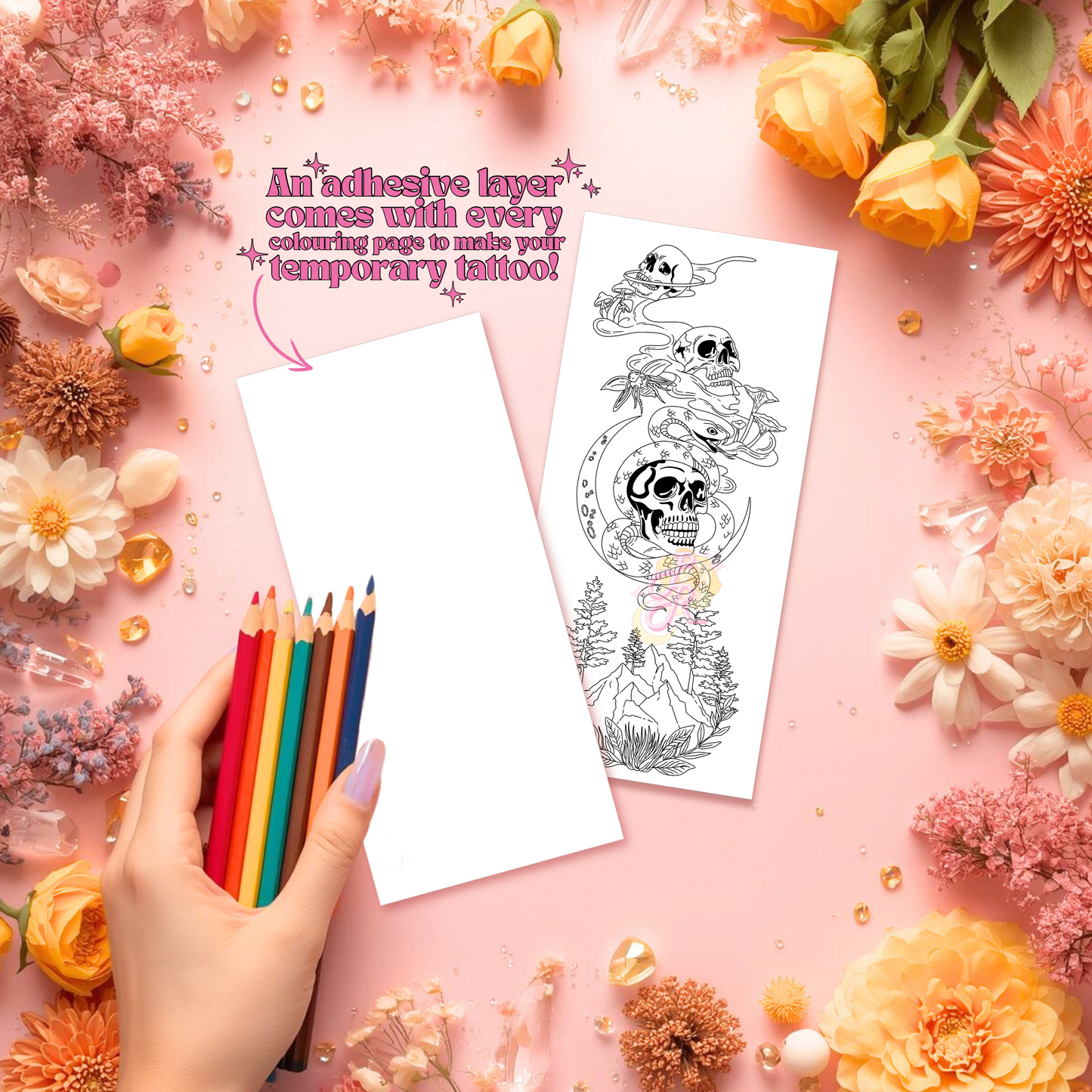 Graveyard Galaxy | Pre Colour Temporary Tattoo
