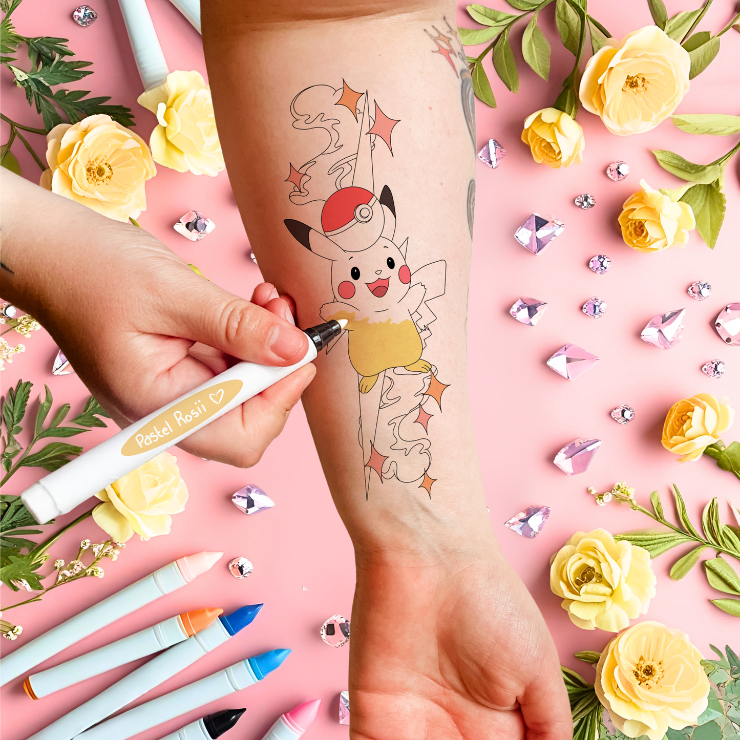 Catch and Colour | Set of Three | Temporary Tattoos | (Set 1)