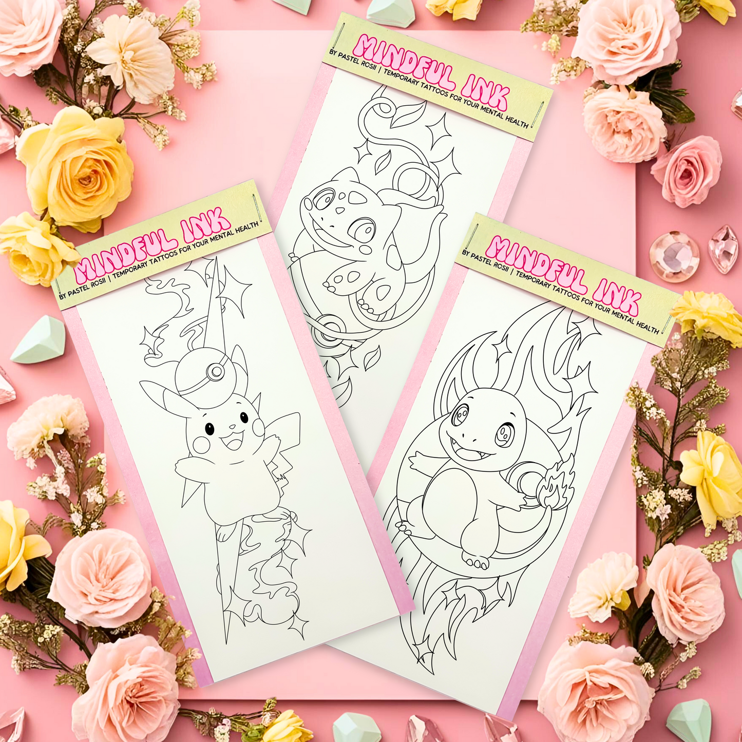 Catch and Colour | Set of Three | Temporary Tattoos | (Set 1)