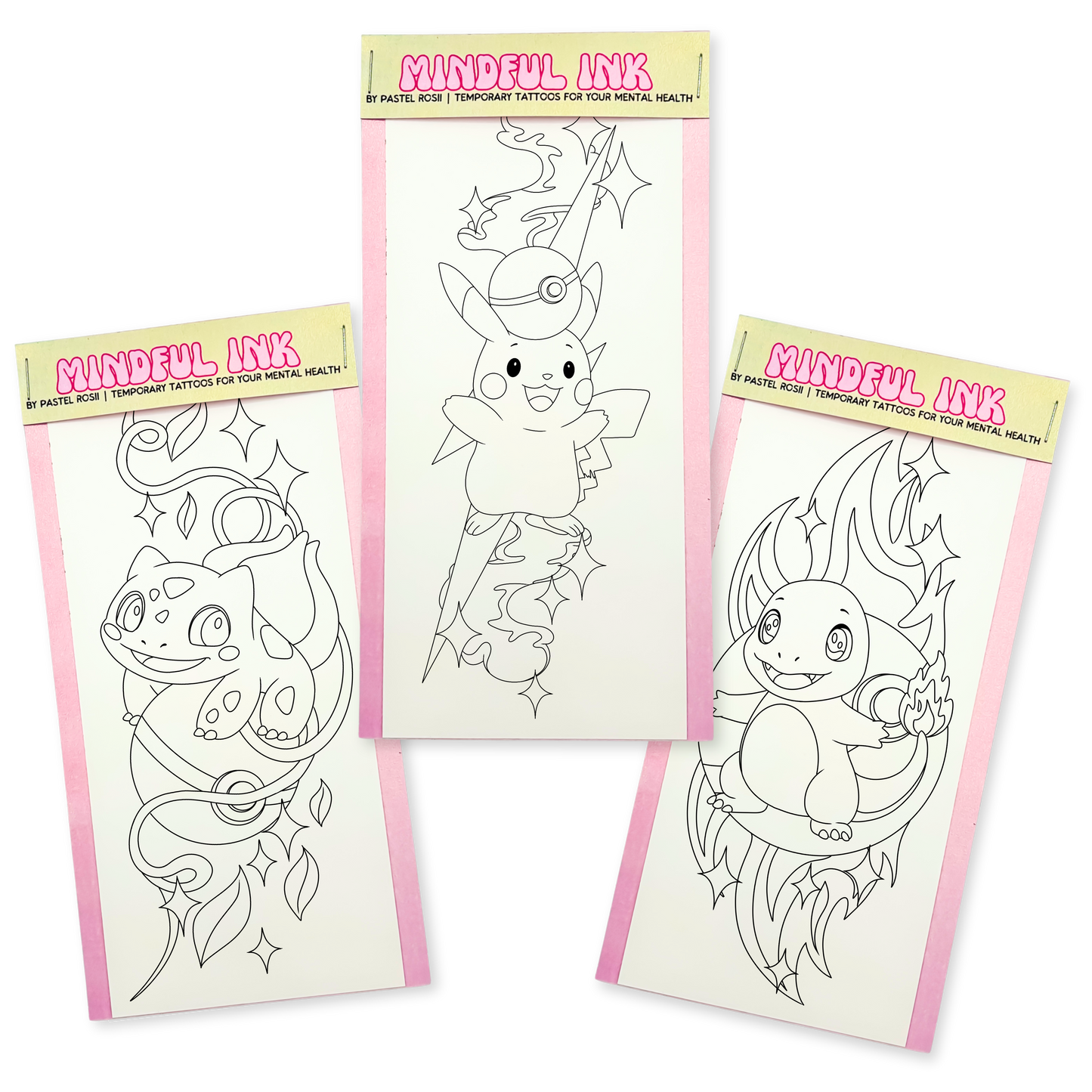Catch and Colour | Set of Three | Temporary Tattoos | (Set 1)