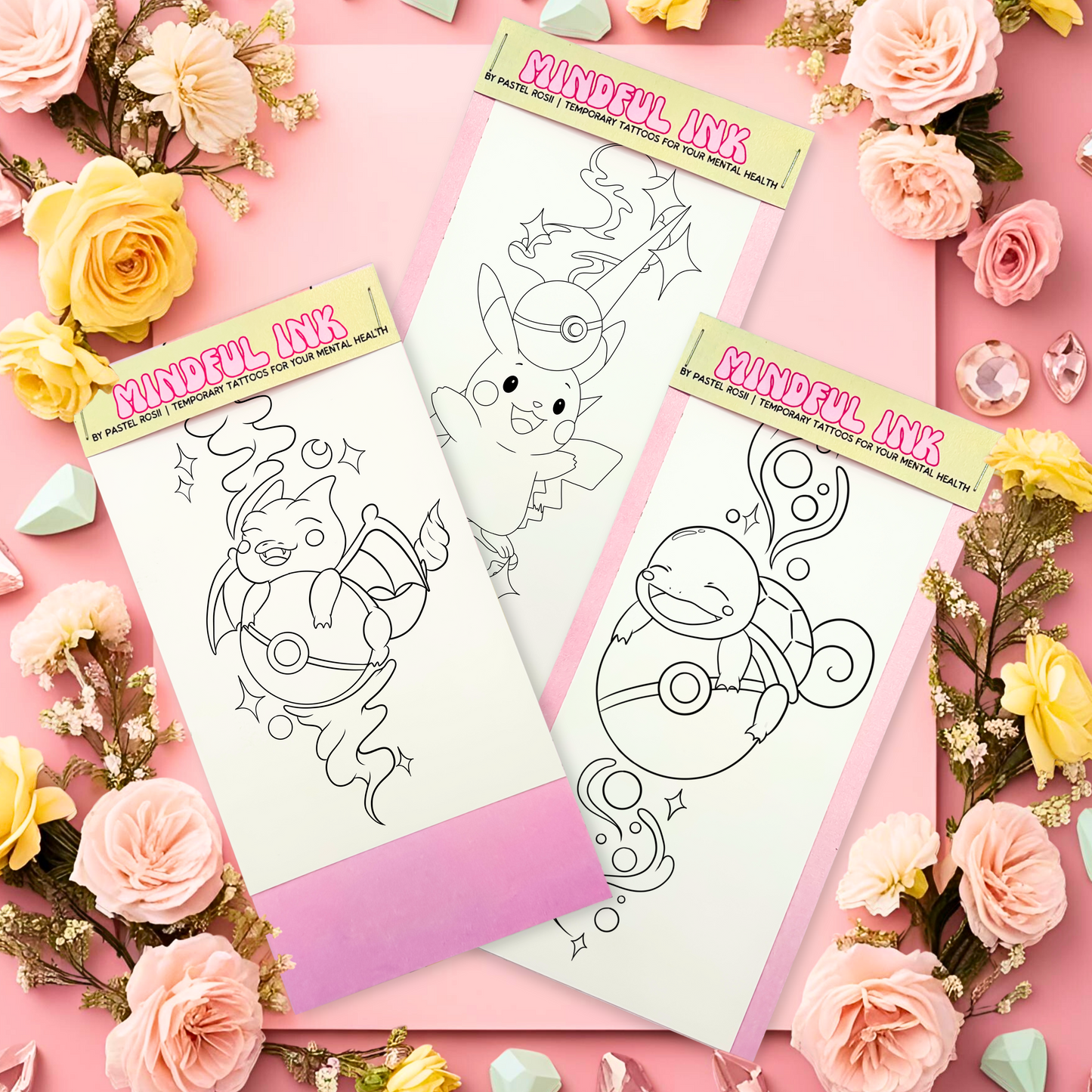 Catch and Colour | Set of Three | Temporary Tattoos | (Set 2)