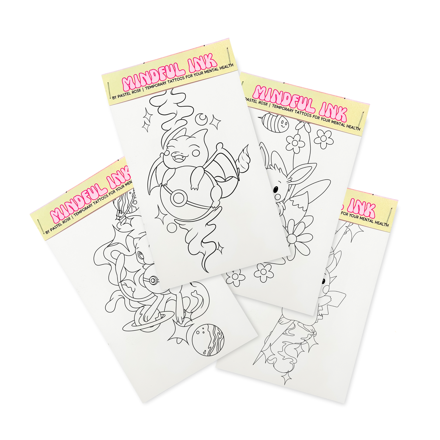 Catch and Colour | Children’s Set of Four | Temporary Tattoos (Set 2)
