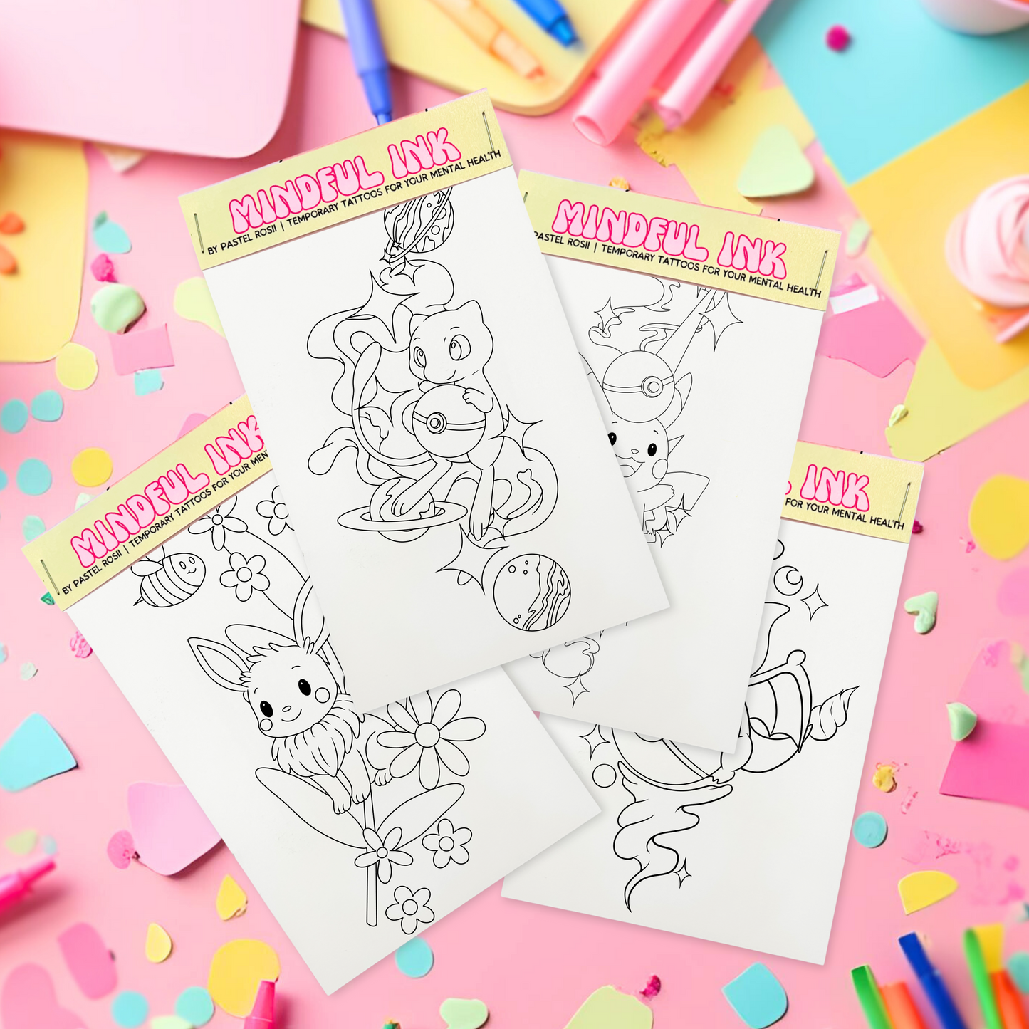 Catch and Colour | Children’s Set of Four | Temporary Tattoos (Set 2)