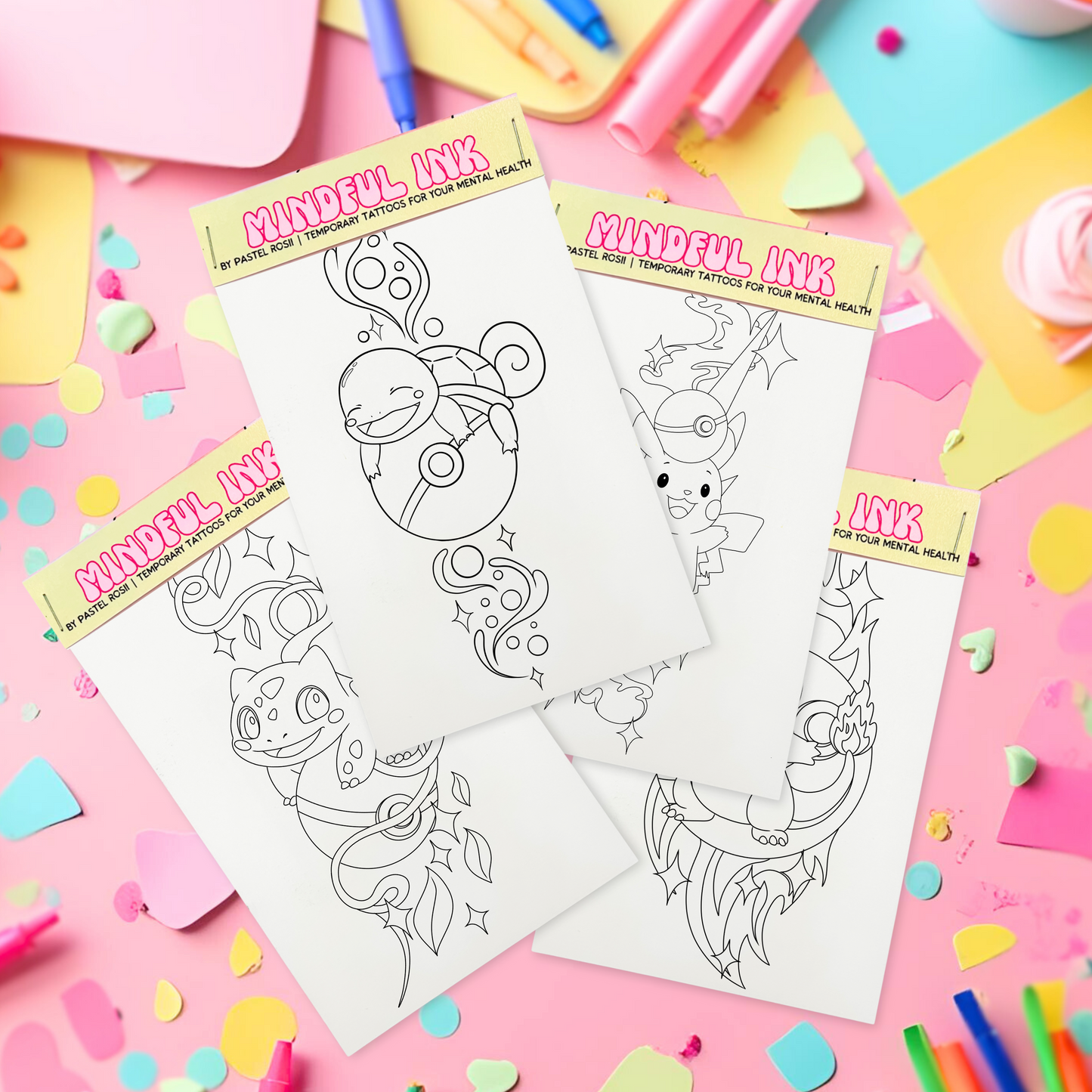 Catch and Colour | Children’s Set of Four | Temporary Tattoos (Set 1)