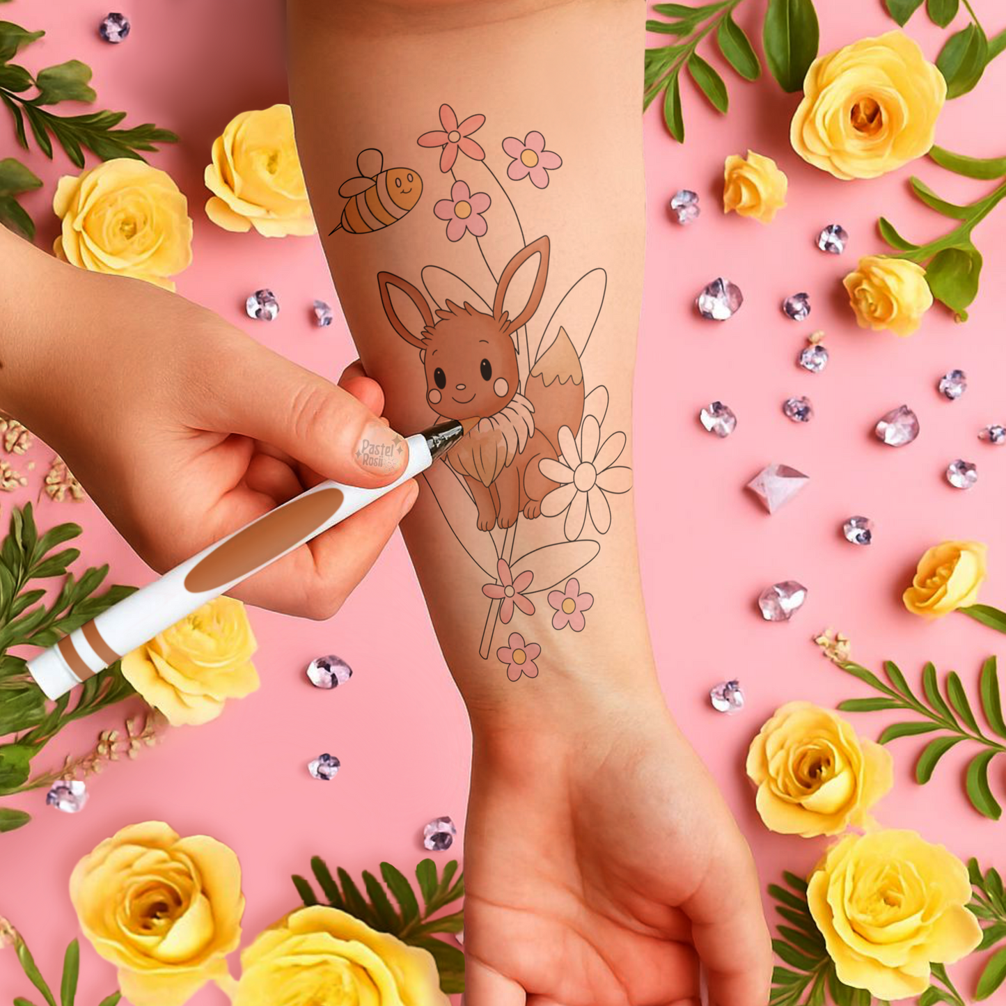 Fluffy Floral | Temporary Tattoo
