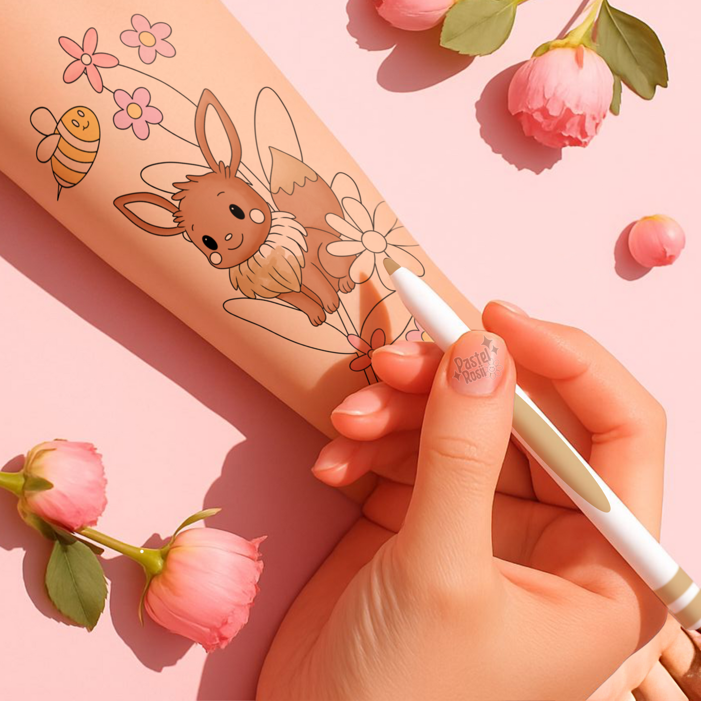 Fluffy Floral | Temporary Tattoo