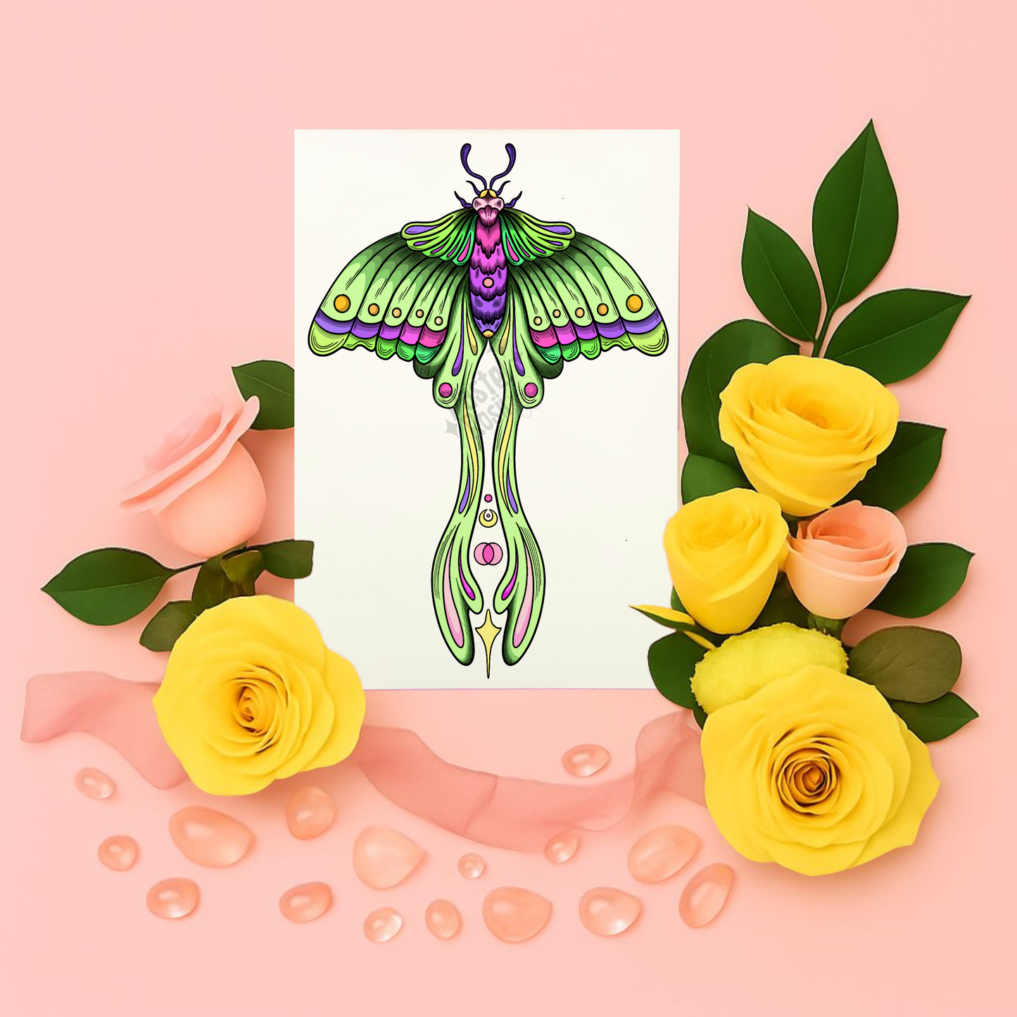 Moonblush Moth | Temporary Tattoo