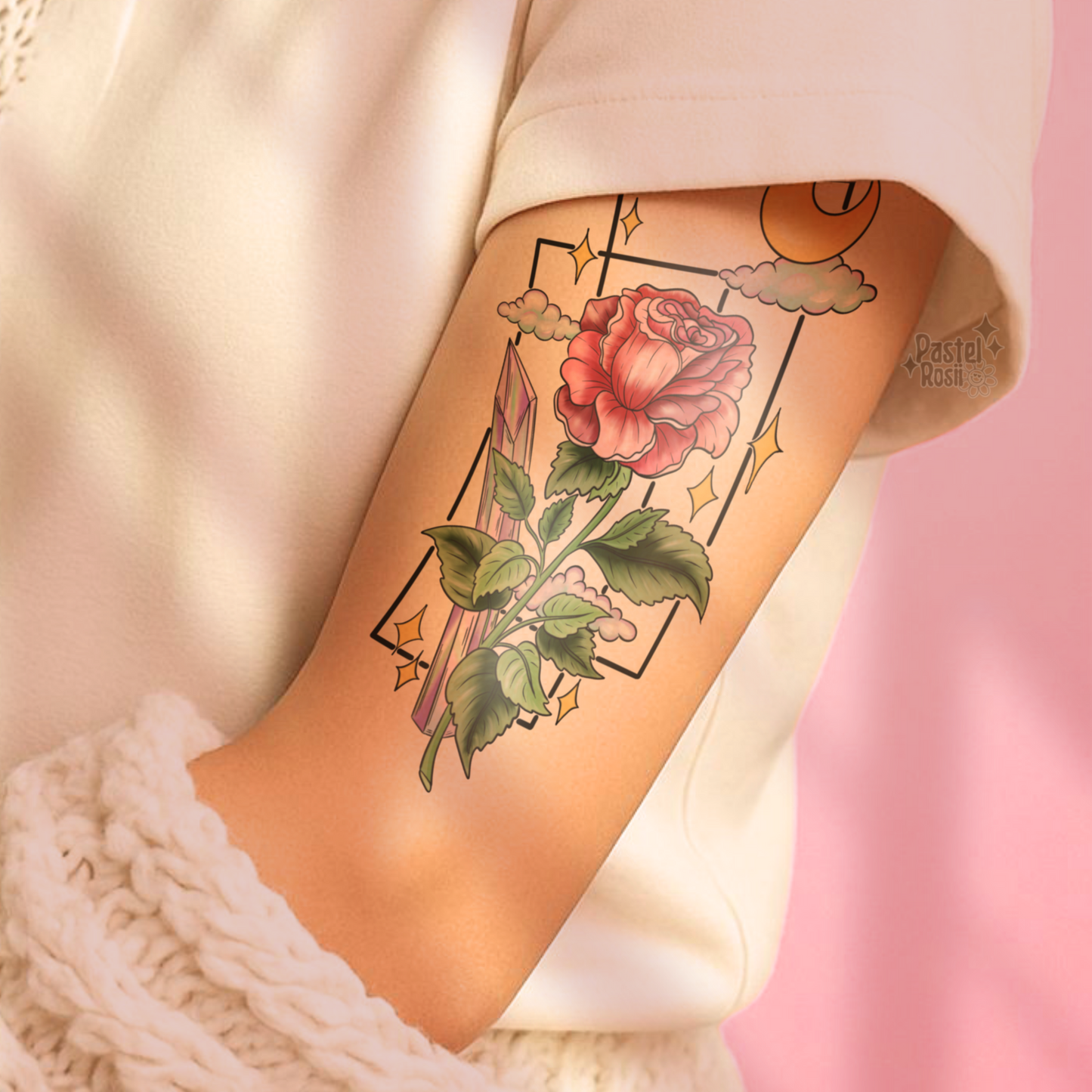 Moon Lit Rose | Temporary Tattoo
