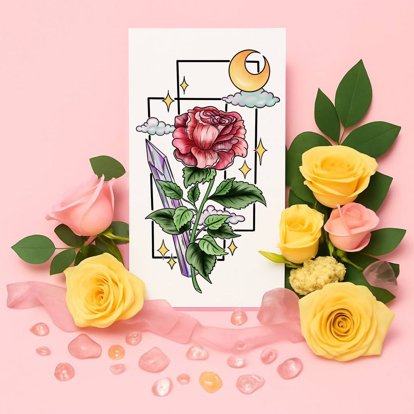 Moon Lit Rose | Temporary Tattoo