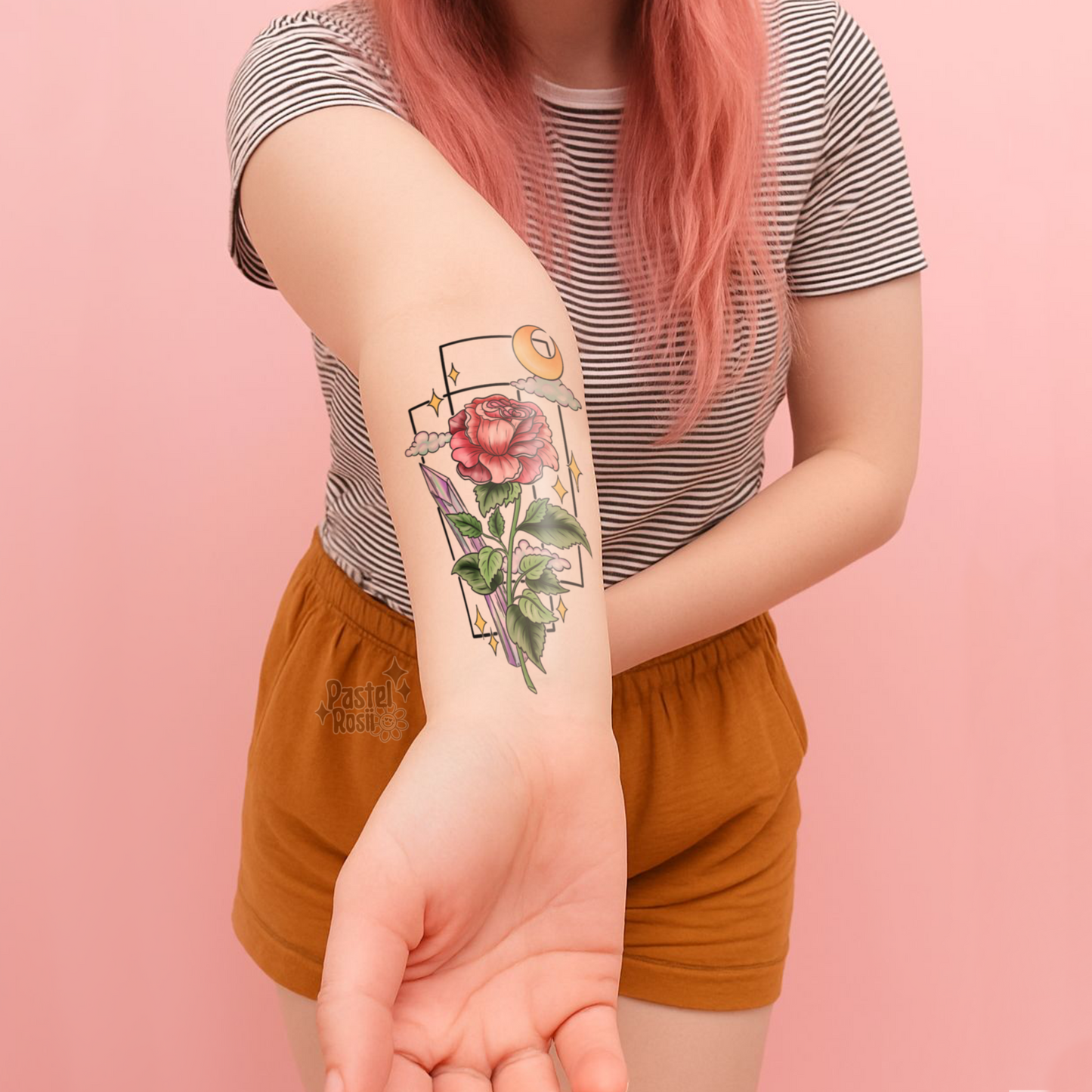 Moon Lit Rose | Temporary Tattoo