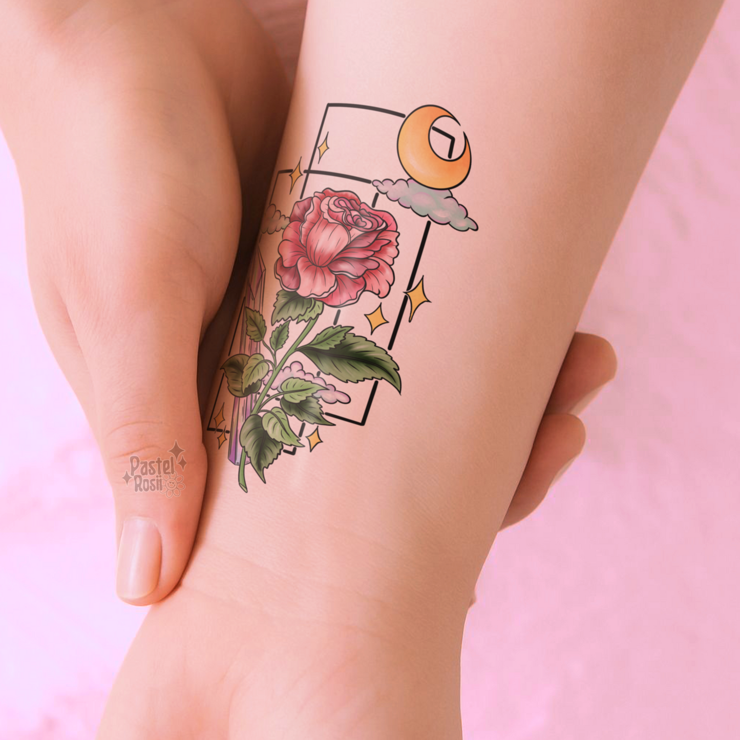 Moon Lit Rose | Temporary Tattoo
