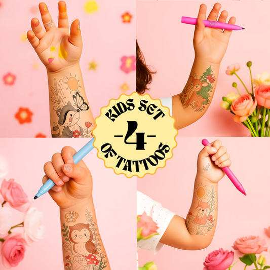 Woodland Adventure | Children’s Set of Four | Temporary Tattoos