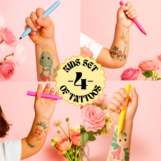 Rawr-some | Children’s Set of Four | Temporary Tattoos