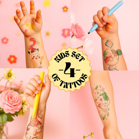 Catch and Colour | Children’s Set of Four | Temporary Tattoos (Set 1)
