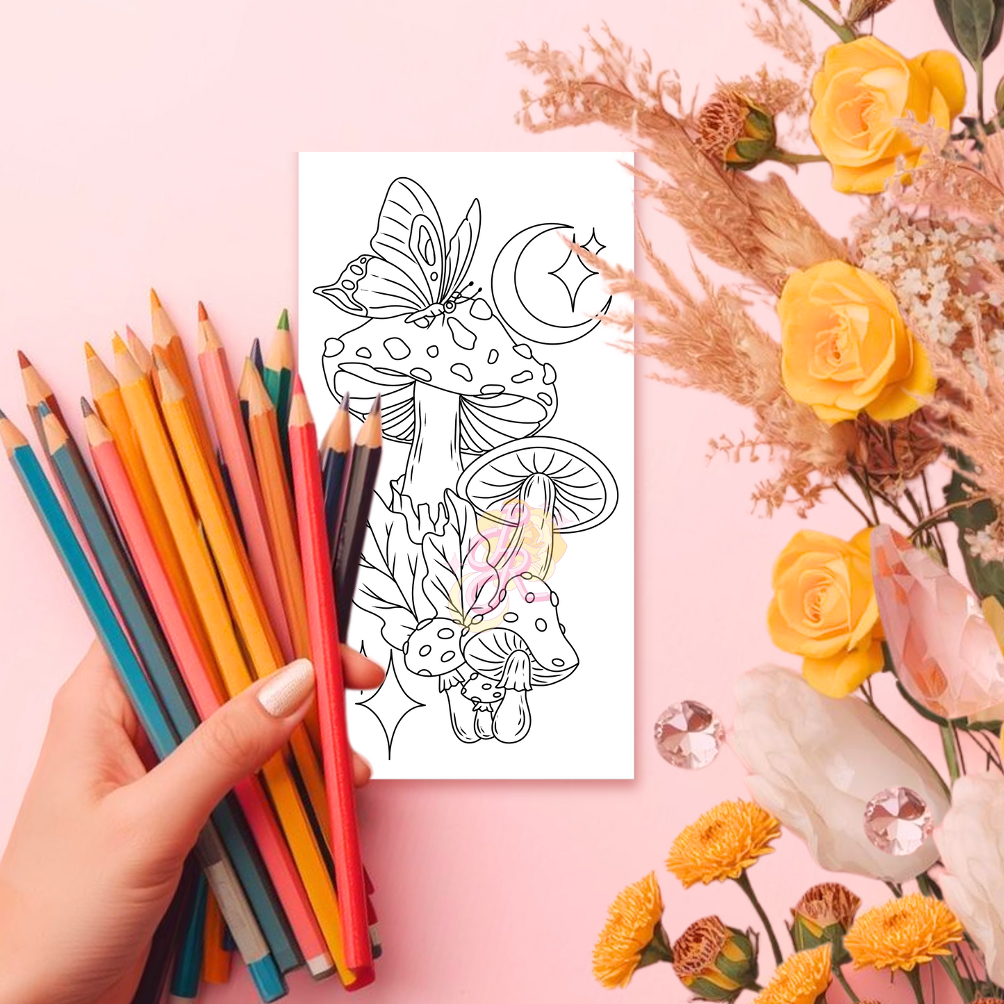 Moonlit Mushrooms | Pre Colour Temporary Tattoo