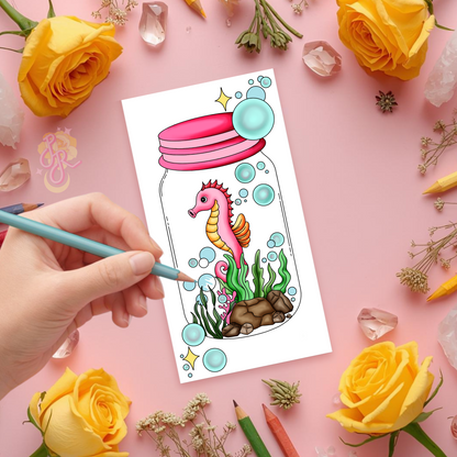 Seahorse Sanctuary | Pre Colour Temporary Tattoo
