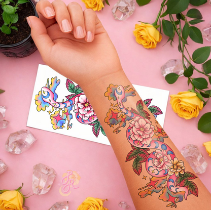 Serpent Blooming | Pre Colour Temporary Tattoo