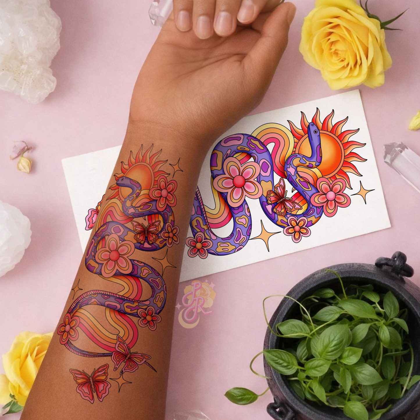 Peaceful Coil | Pre Colour Temporary Tattoo