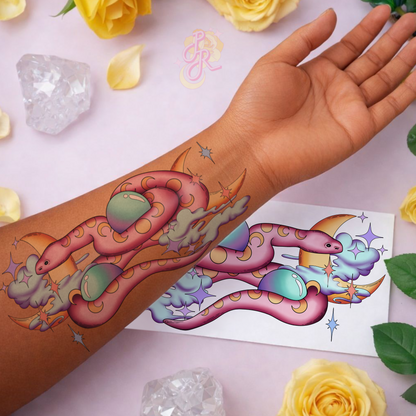 Moon Serpent | Pre Colour Temporary Tattoo