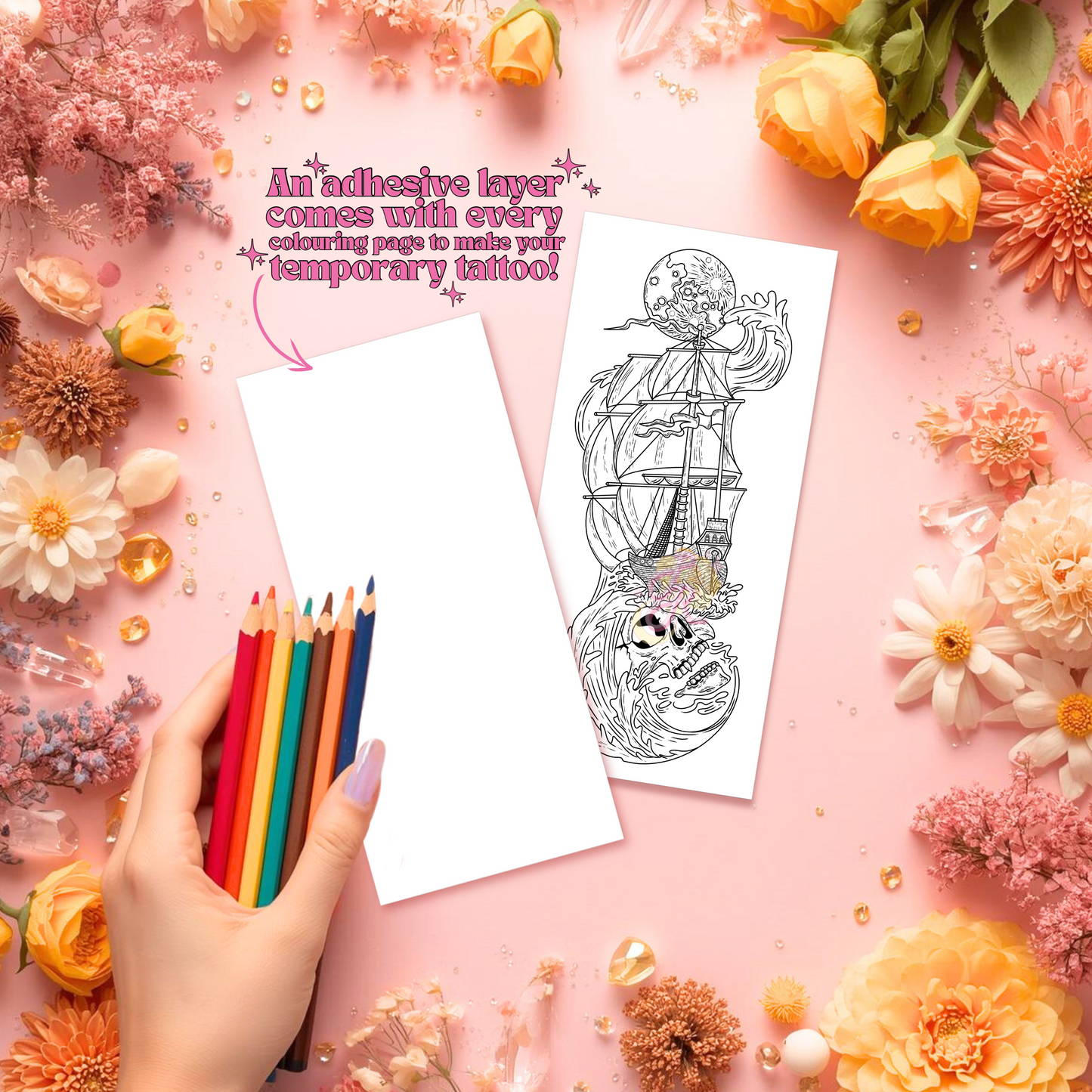 Ocean Echoes | Pre Colour Temporary Tattoo