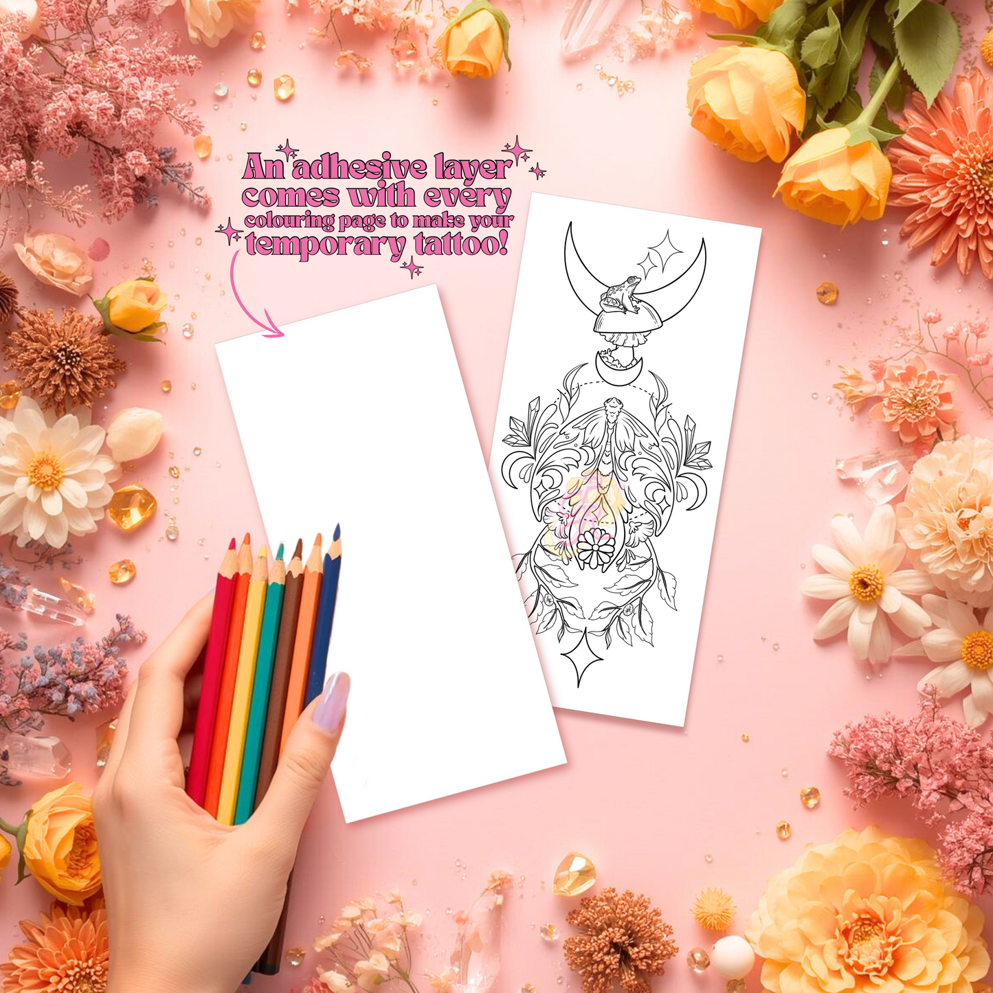 Moonlit Whispers | Pre Colour Temporary Tattoo