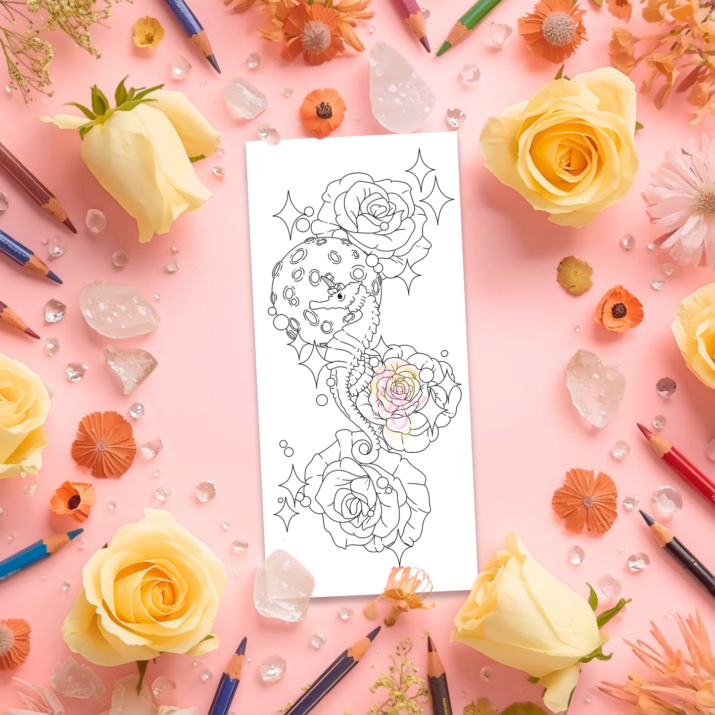 Blooming Seahorse | Pre Colour Temporary Tattoo