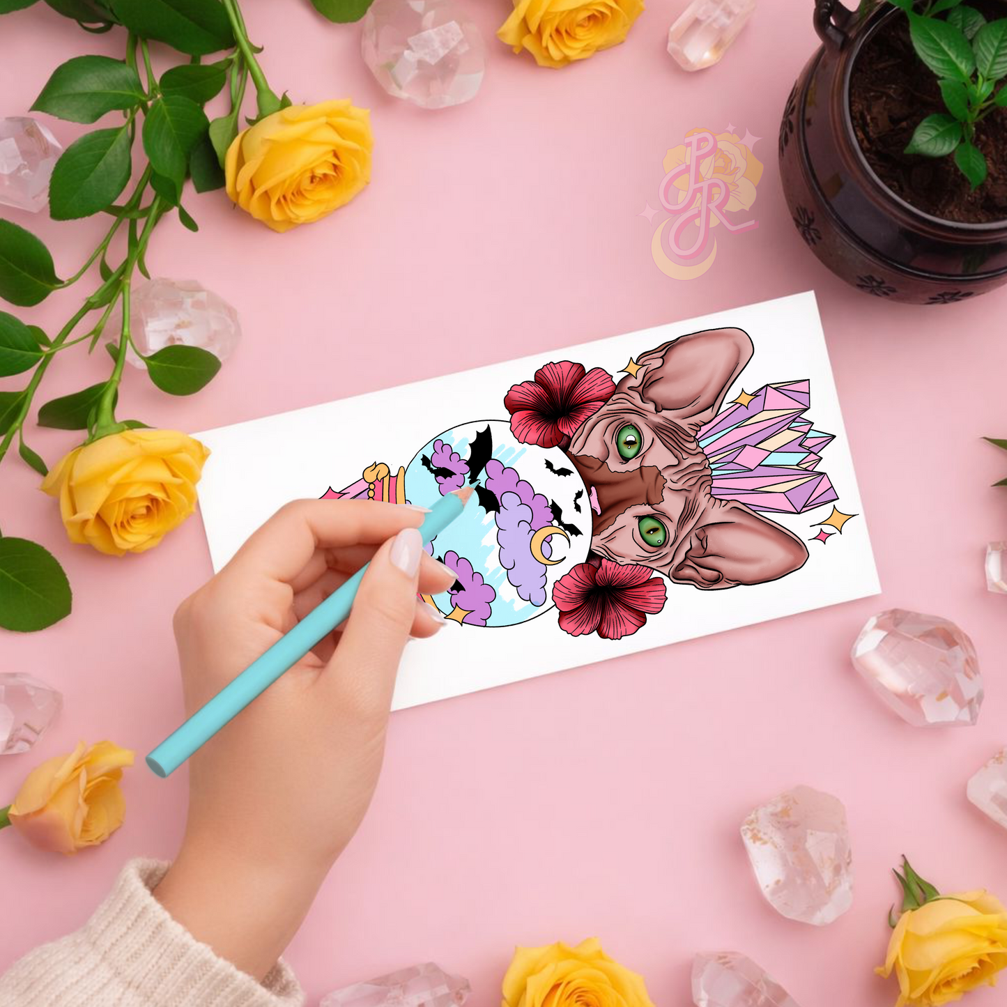 Hexing Sphynx | Pre Colour Temporary Tattoo