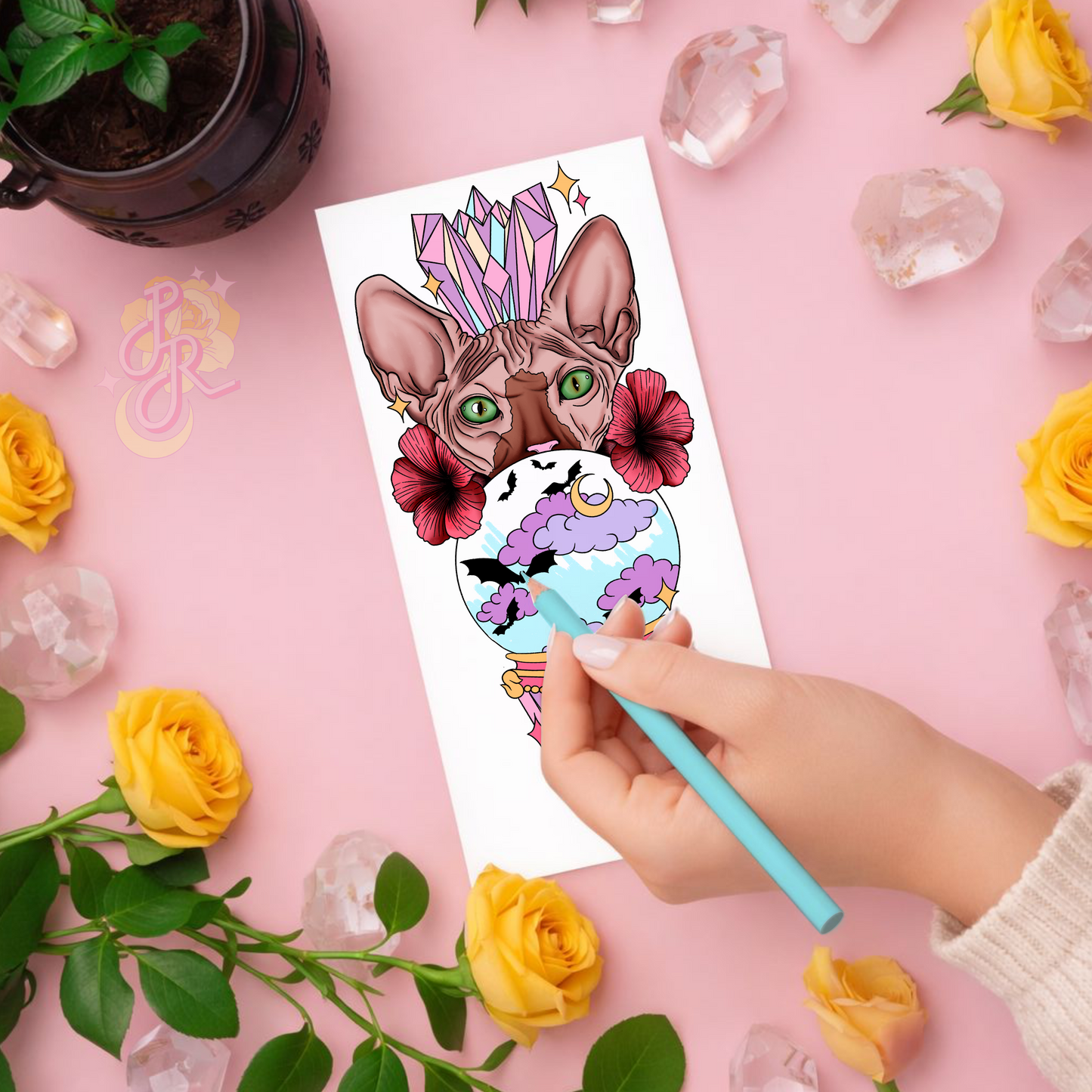 Hexing Sphynx | Pre Colour Temporary Tattoo