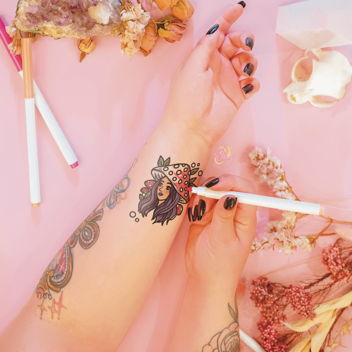 Mushroom Moth | Temporary Tattoo Mini Set