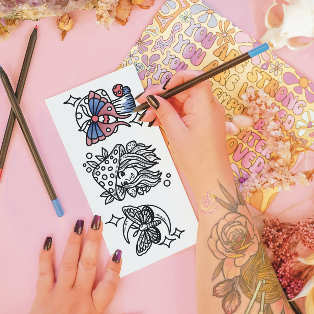 Mushroom Moth | Temporary Tattoo Mini Set