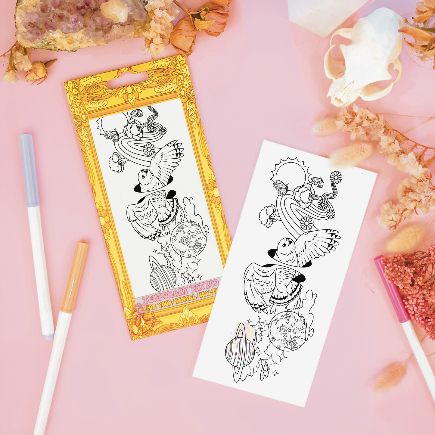 Owl of Two Realms | Temporary Tattoo
