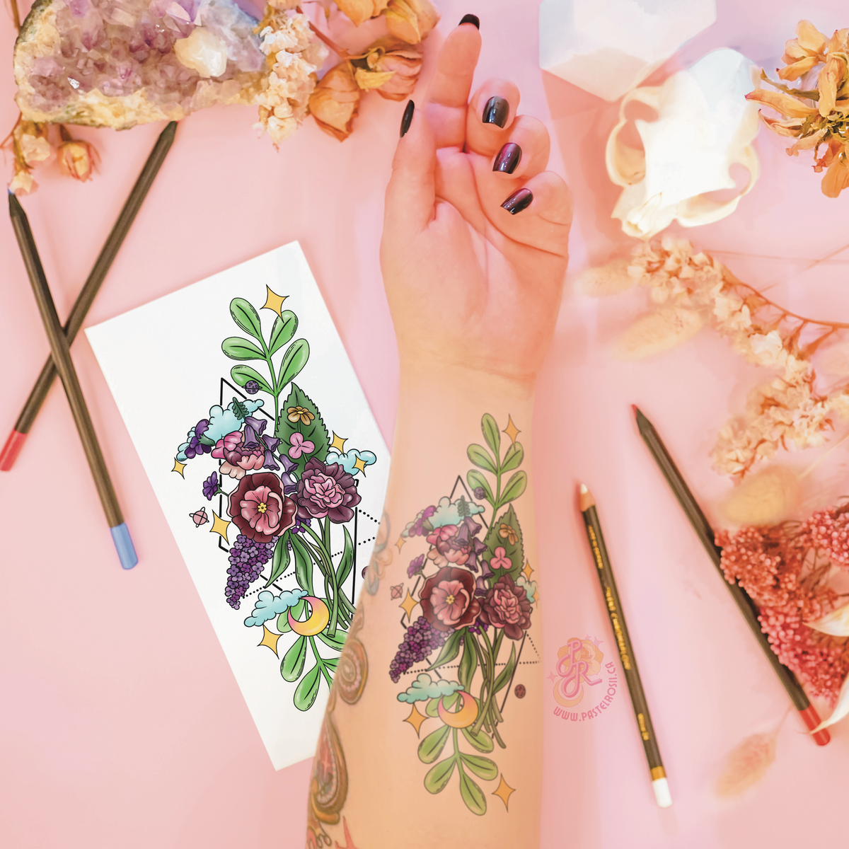 Floral Sparkles | Temporary Tattoo