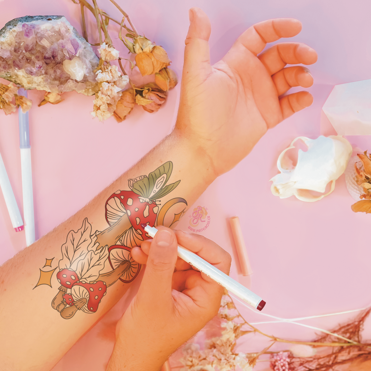Moonlit Mushrooms | Temporary Tattoo