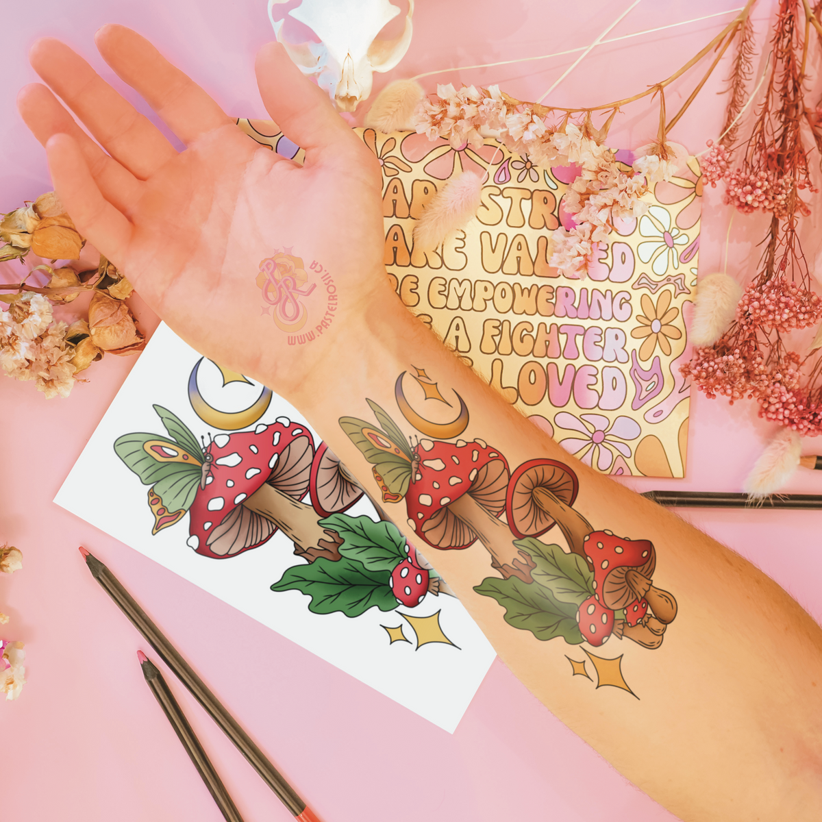 Moonlit Mushrooms | Temporary Tattoo