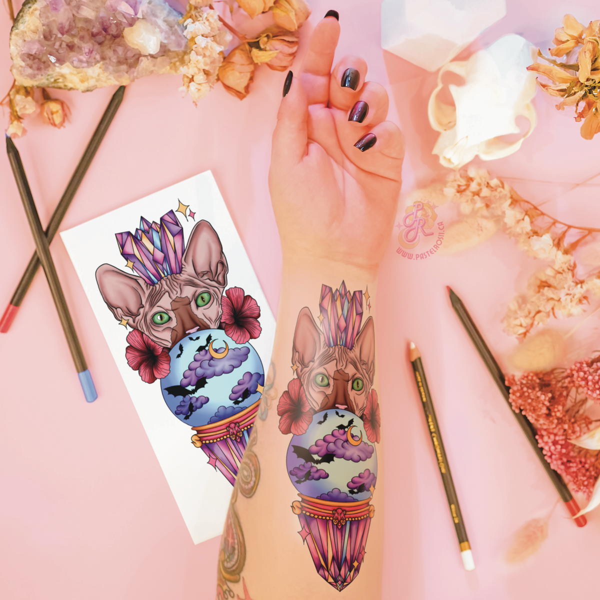 Hexing Sphynx | Temporary Tattoo