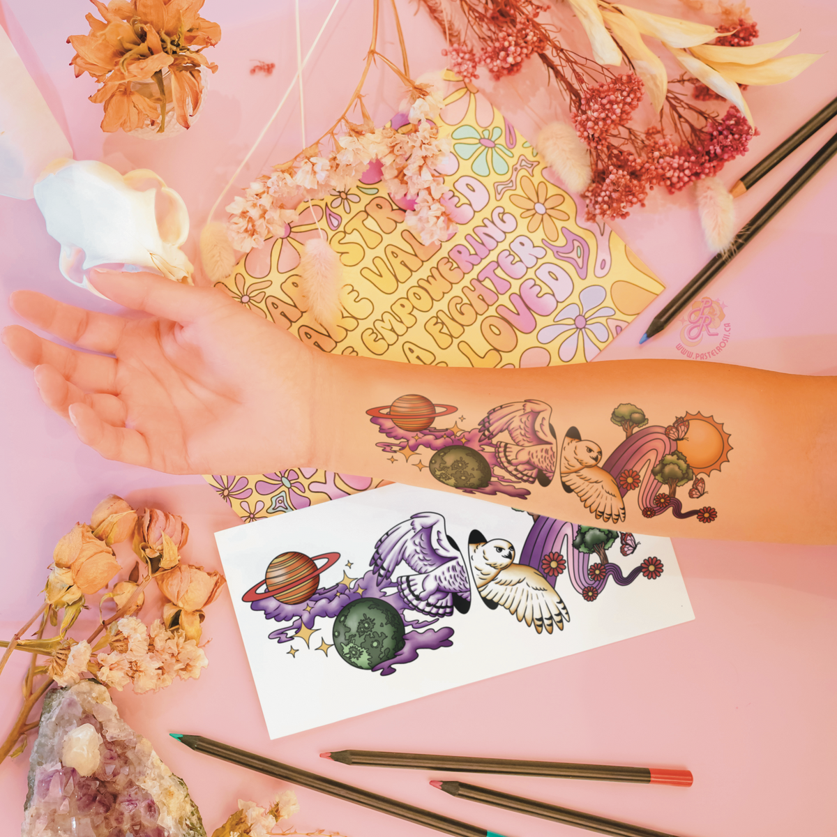 Owl of Two Realms | Temporary Tattoo