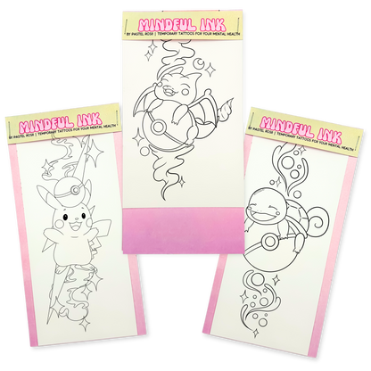 Catch and Colour | Set of Three | Temporary Tattoos | (Set 2)