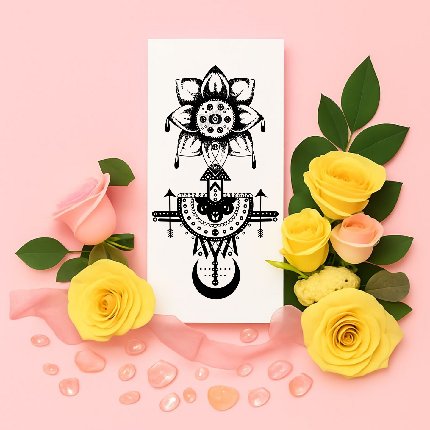Moonflower Compass | Temporary Tattoo