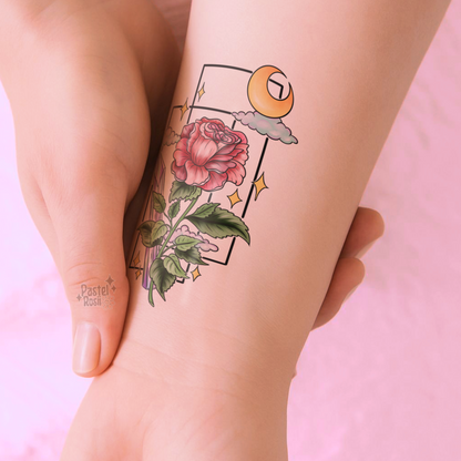 Moon Lit Rose | Temporary Tattoo