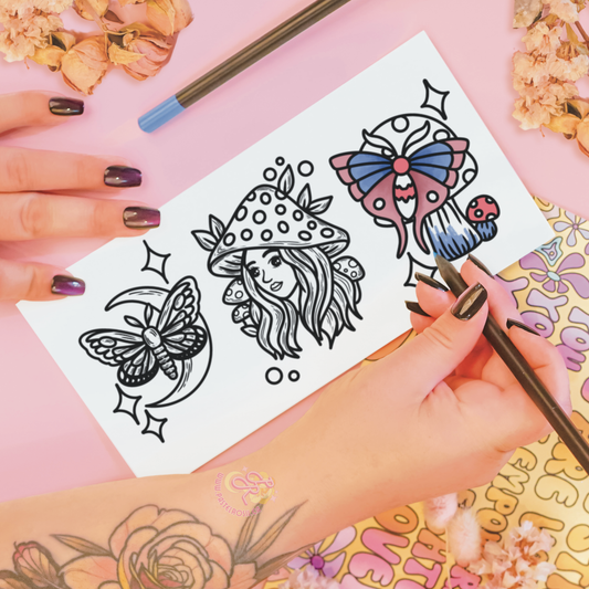 Mushroom Moth | Temporary Tattoo Mini Set
