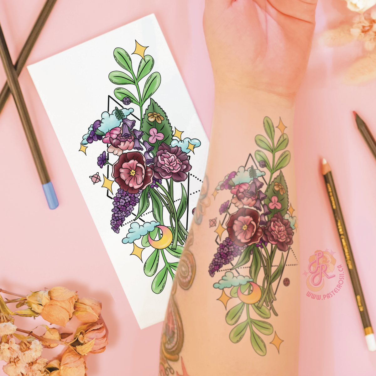 Floral Sparkles | Temporary Tattoo